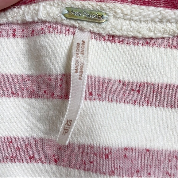 Free People Stripe Peplum Zip Up Crewneck Jacket Cream Red Size XS - Picture 8 of 8